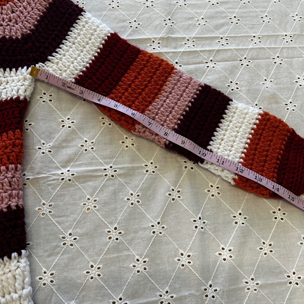 Crochet Cardigan‎ Multicolor Striped Button Front Boho Festival Sweater M - Picture 8 of 8